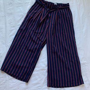 Wide leg blue and red stripped pants
